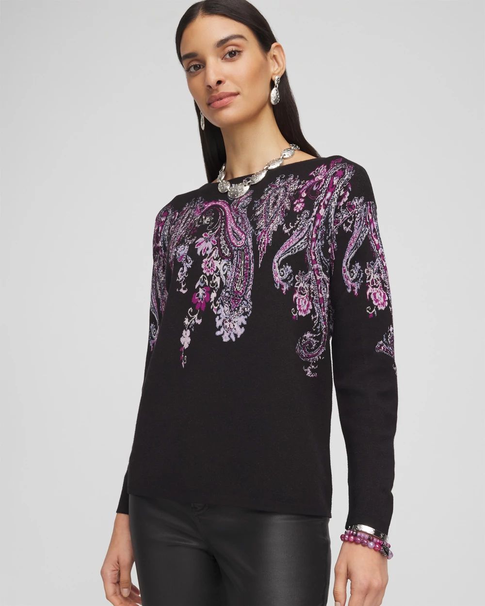 Jacquard Paisley Pullover Sweater | Chico's